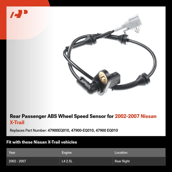 Rear Passenger ABS Wheel Speed Sensor for 2002-2007 Nissan X-Trail
