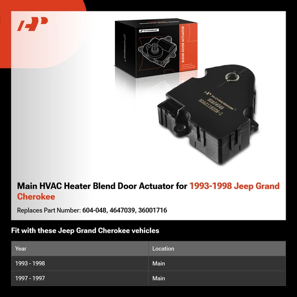 Main HVAC Heater Blend Door Actuator for 1993-1998 Jeep Grand Cherokee