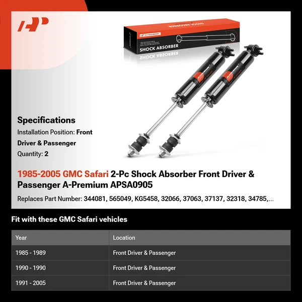 1985-2005 GMC Safari 2-Pc Shock Absorber Front Driver & Passenger A-Premium APSA0905