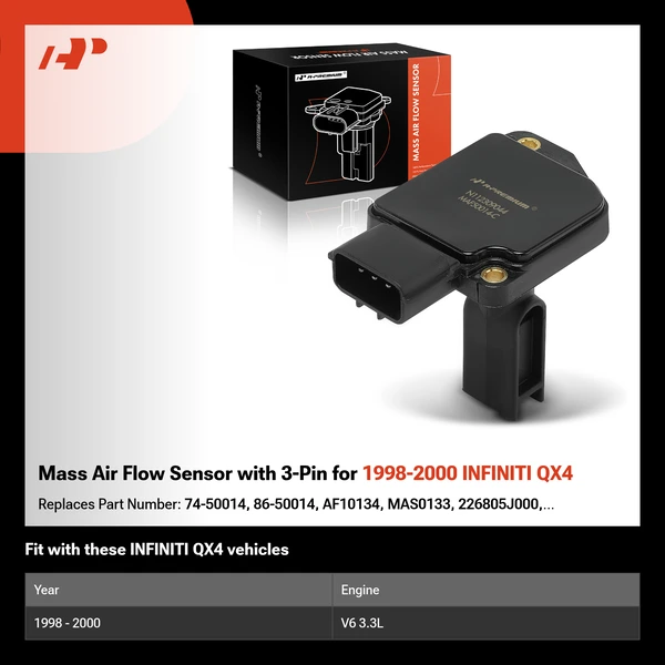 Mass Air Flow Sensor with 3-Pin for 1998-2000 INFINITI QX4