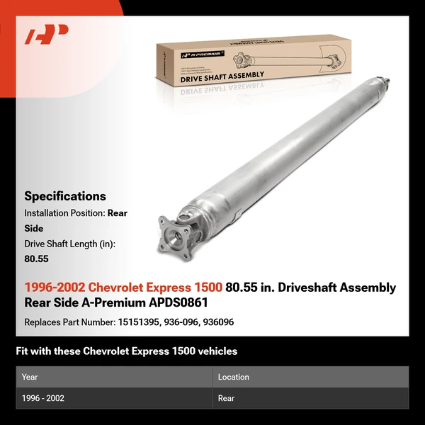 1996-2002 Chevrolet Express 1500 80.55 in. Driveshaft Assembly Rear Side A-Premium APDS0861
