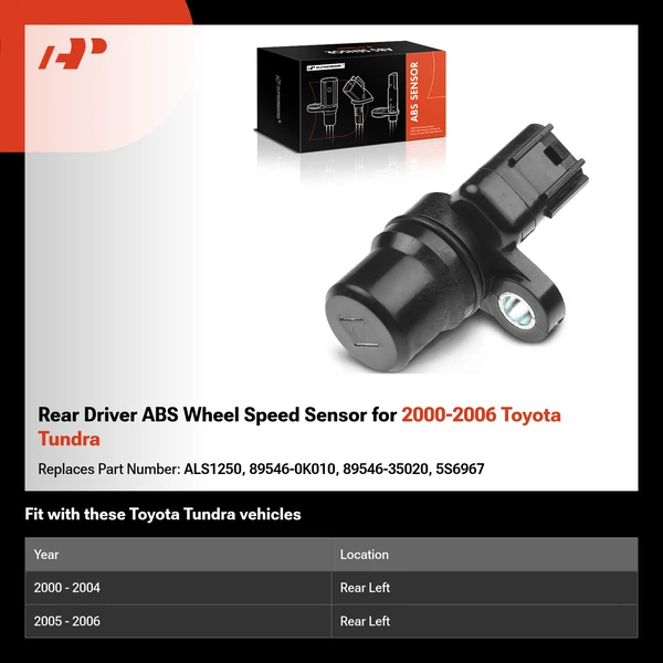 Rear Driver ABS Wheel Speed Sensor for 2000-2006 Toyota Tundra