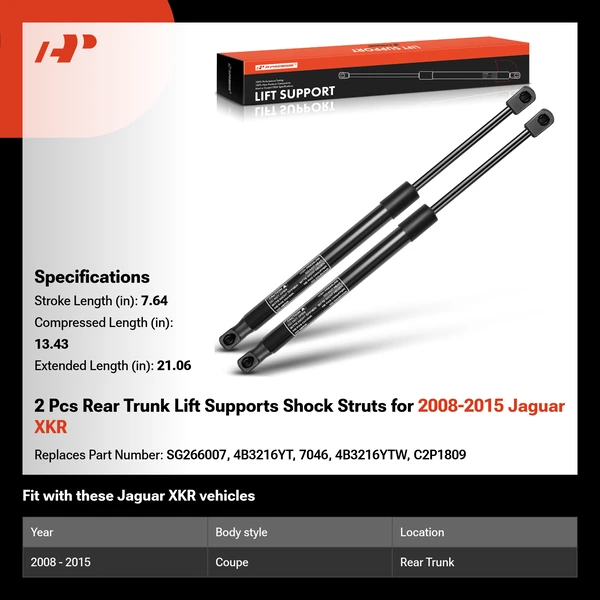 2 Pcs Rear Trunk Lift Supports Shock Struts for 2008-2015 Jaguar XKR