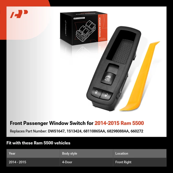 Front Passenger Window Switch for 2014-2015 Ram 5500