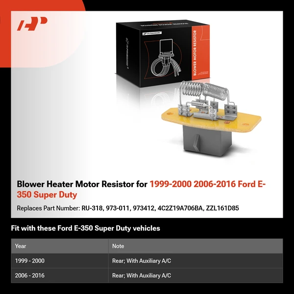 Blower Heater Motor Resistor for 1999-2000 2006-2016 Ford E-350 Super Duty