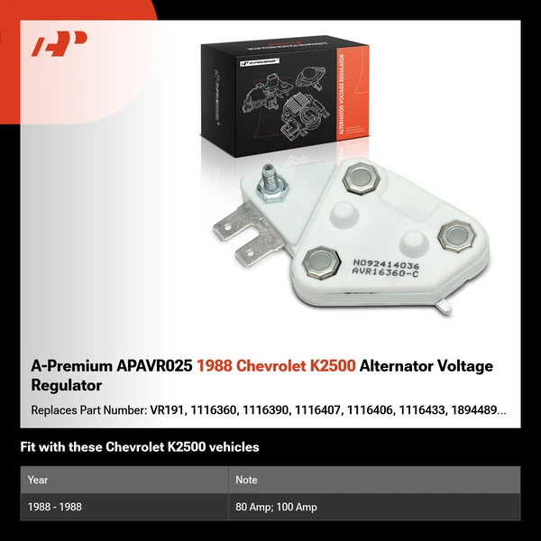 A-Premium APAVR025 1988 Chevrolet K2500 Alternator Voltage Regulator