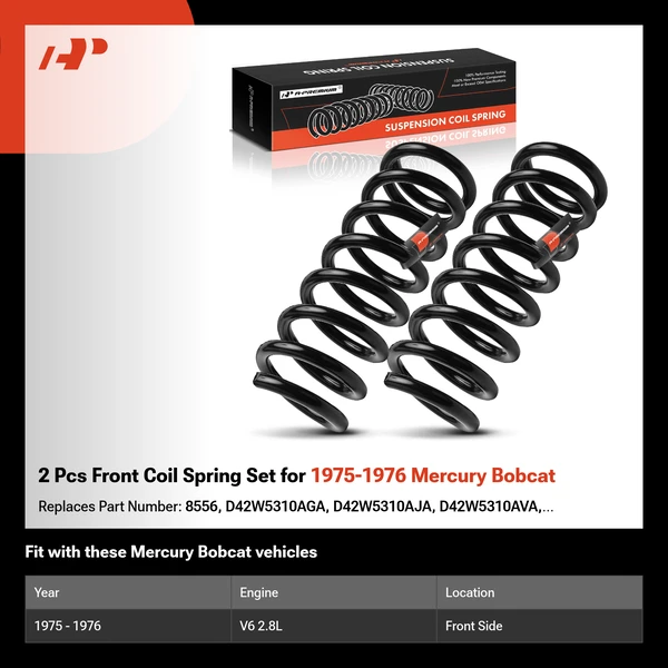 2 Pcs Front Coil Spring Set for 1975-1976 Mercury Bobcat