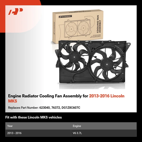 Engine Radiator Cooling Fan Assembly for 2013-2016 Lincoln MKS
