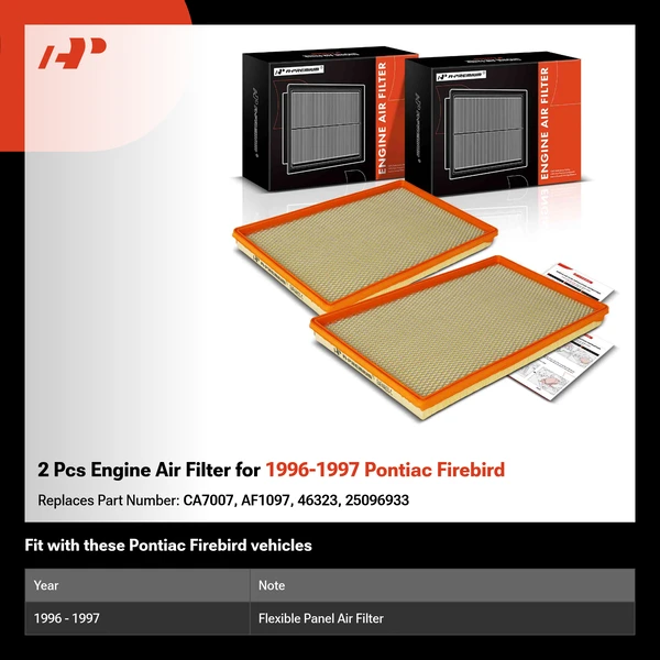 2 Pcs Engine Air Filter for 1996-1997 Pontiac Firebird