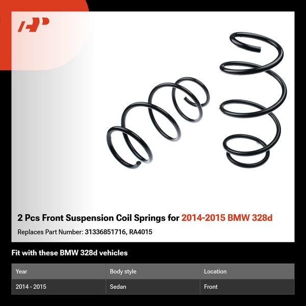 2 Pcs Front Suspension Coil Springs for 2014-2015 BMW 328d