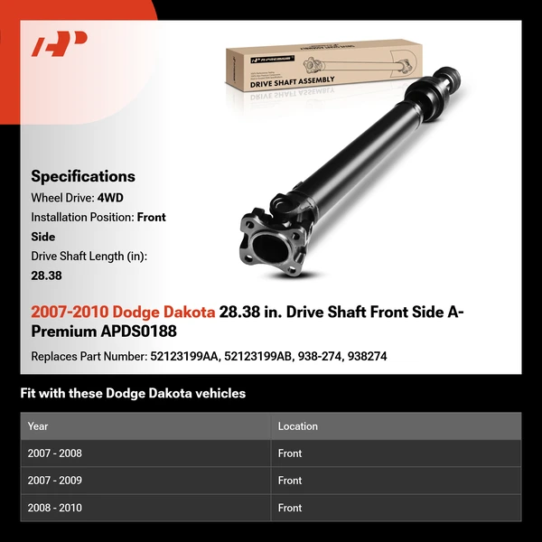 2007-2010 Dodge Dakota 28.38 in. Drive Shaft Front Side A-Premium APDS0188