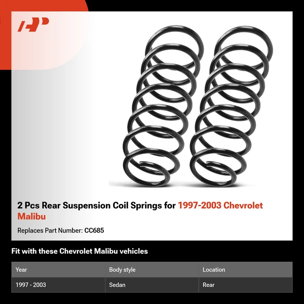 2 Pcs Rear Suspension Coil Springs for 1997-2003 Chevrolet Malibu