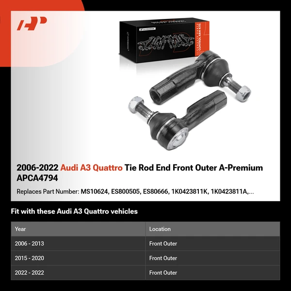 2006-2022 Audi A3 Quattro Tie Rod End Front Outer A-Premium APCA4794
