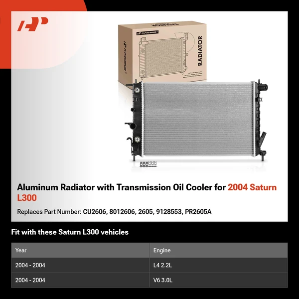 Aluminum Radiator with Transmission Oil Cooler for 2004 Saturn L300