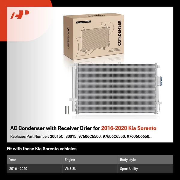 AC Condenser with Receiver Drier for 2016-2020 Kia Sorento