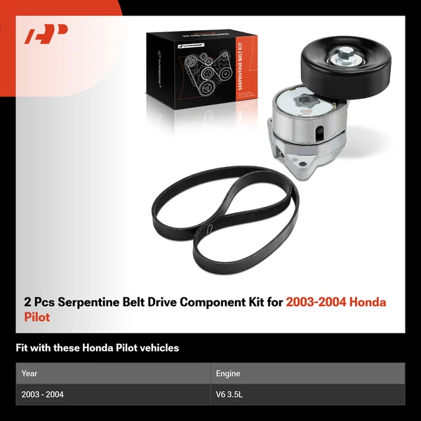 2 Pcs Serpentine Belt Drive Component Kit for 2003-2004 Honda Pilot