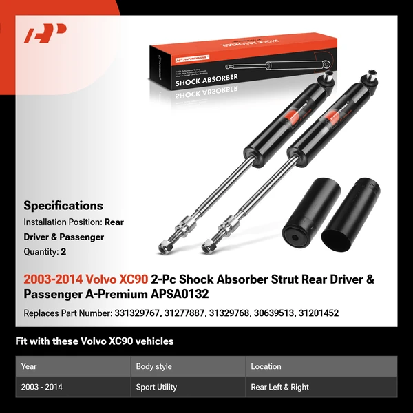 2003-2014 Volvo XC90 2-Pc Shock Absorber Strut Rear Driver & Passenger A-Premium APSA0132