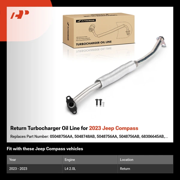 Return Turbocharger Oil Line for 2023 Jeep Compass