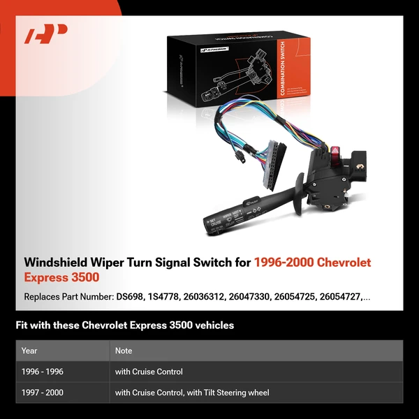 Windshield Wiper Turn Signal Switch for 1996-2000 Chevrolet Express 3500