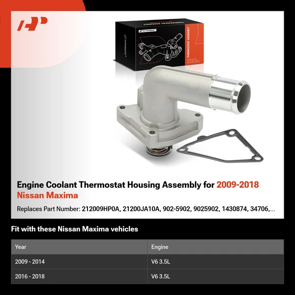 Engine Coolant Thermostat Housing Assembly for 2009-2018 Nissan Maxima