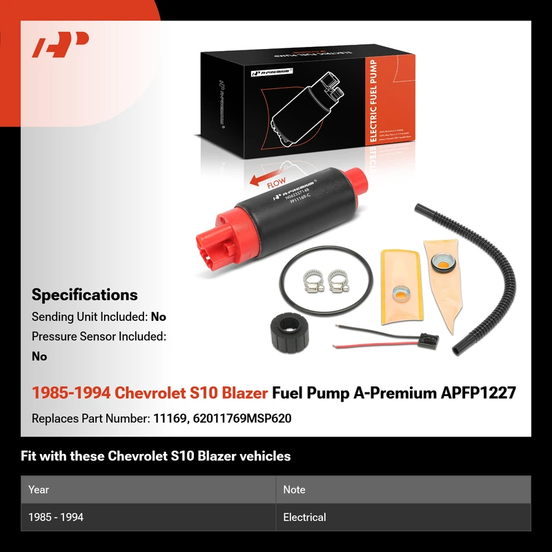 1985-1994 Chevrolet S10 Blazer Fuel Pump A-Premium APFP1227