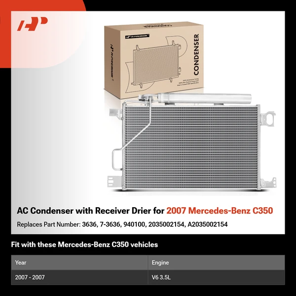 AC Condenser with Receiver Drier for 2007 Mercedes-Benz C350