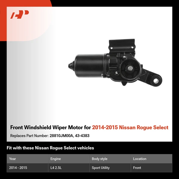 Front Windshield Wiper Motor for 2014-2015 Nissan Rogue Select