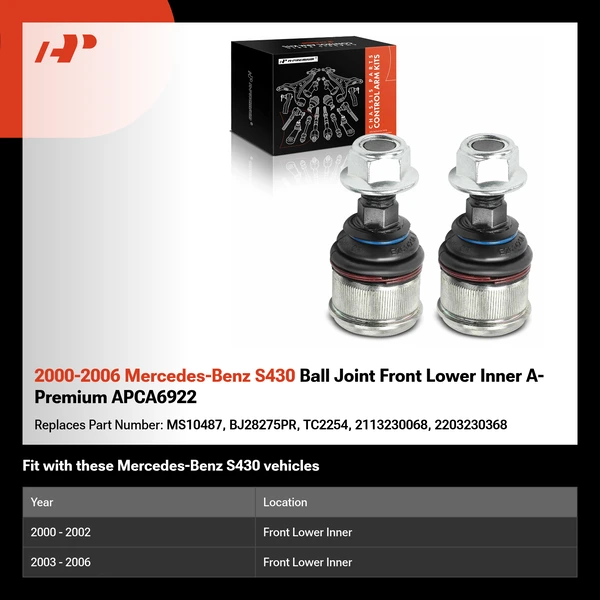 2000-2006 Mercedes-Benz S430 Ball Joint Front Lower Inner A-Premium APCA6922