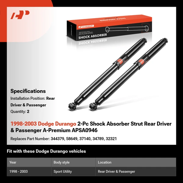 1998-2003 Dodge Durango 2-Pc Shock Absorber Strut Rear Driver & Passenger A-Premium APSA0946