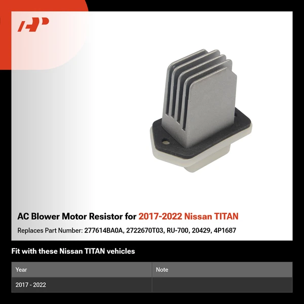 AC Blower Motor Resistor for 2017-2022 Nissan TITAN