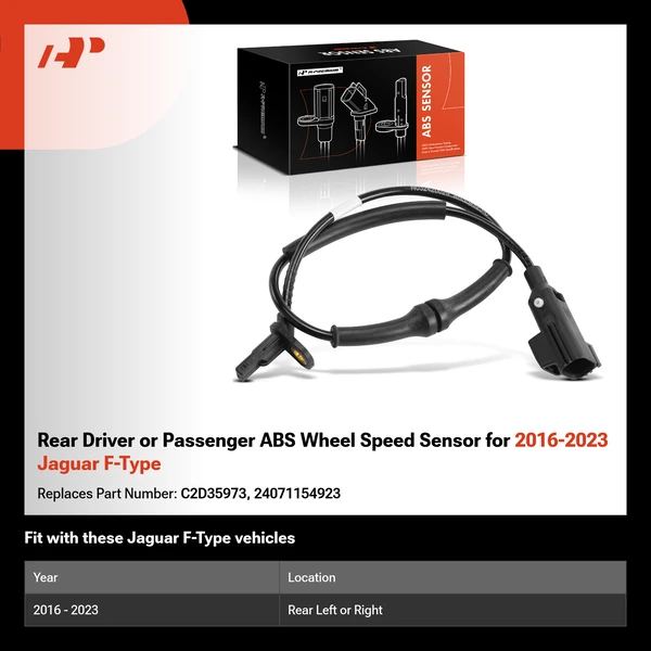 Rear Driver or Passenger ABS Wheel Speed Sensor for 2016-2023 Jaguar F-Type