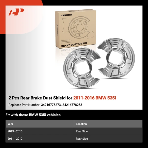 2 Pcs Rear Brake Dust Shield for 2011-2016 BMW 535i
