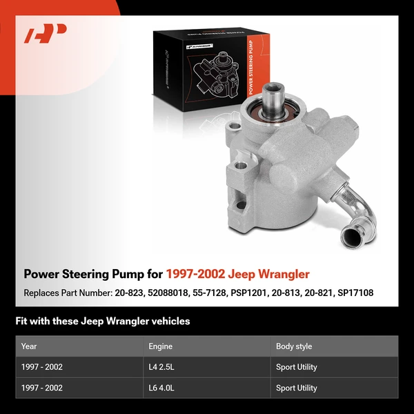 Power Steering Pump for 1997-2002 Jeep Wrangler