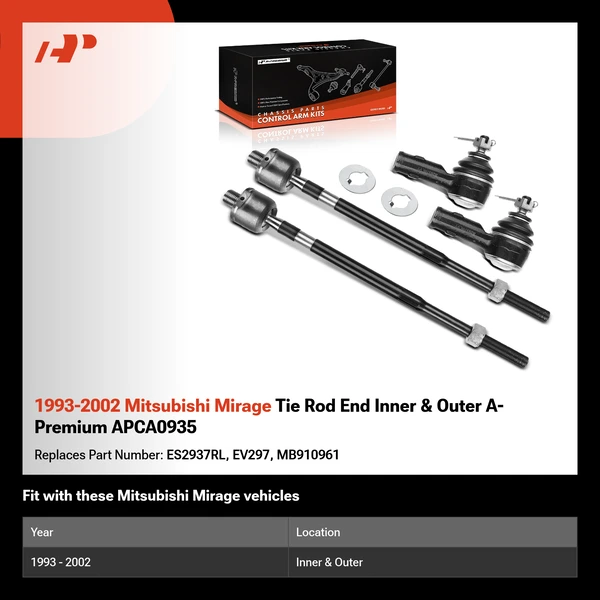 1993-2002 Mitsubishi Mirage Tie Rod End Inner & Outer A-Premium APCA0935