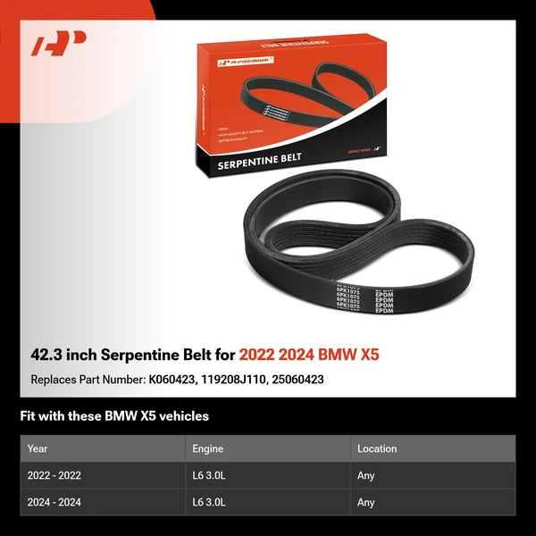 42.3 inch Serpentine Belt for 2022 2024 BMW X5