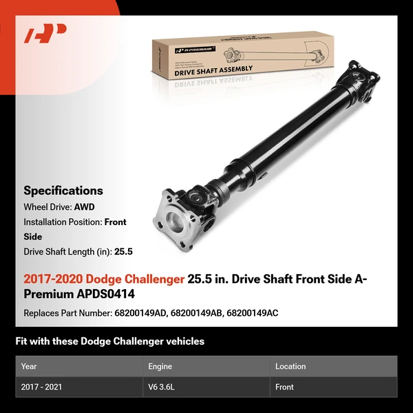 2017-2020 Dodge Challenger 25.5 in. Drive Shaft Front Side A-Premium APDS0414