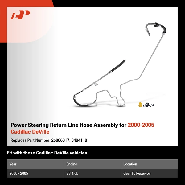 Power Steering Return Line Hose Assembly for 2000-2005 Cadillac DeVille