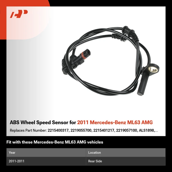ABS Wheel Speed Sensor for 2011 Mercedes-Benz ML63 AMG