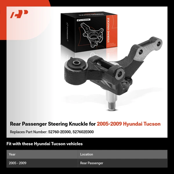 Rear Passenger Steering Knuckle for 2005-2009 Hyundai Tucson