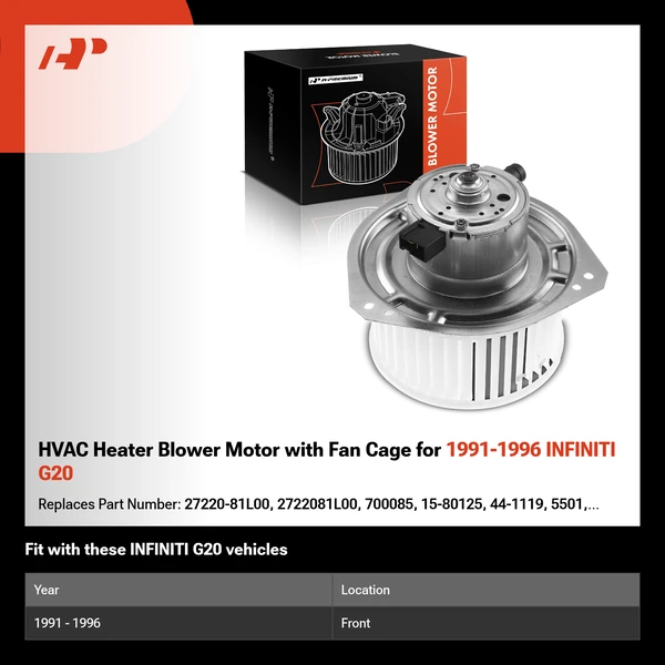 HVAC Heater Blower Motor with Fan Cage for 1991-1996 INFINITI G20