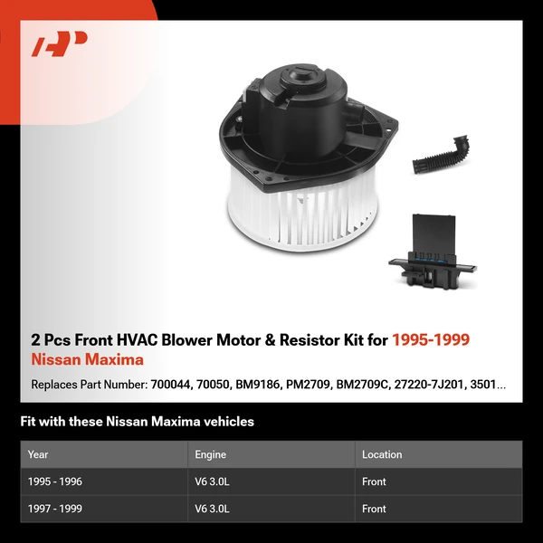 2 Pcs Front HVAC Blower Motor & Resistor Kit for 1995-1999 Nissan Maxima