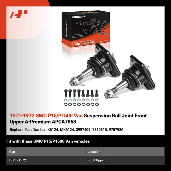 1971-1972 GMC P15/P1500 Van Suspension Ball Joint Front Upper A-Premium APCA7863