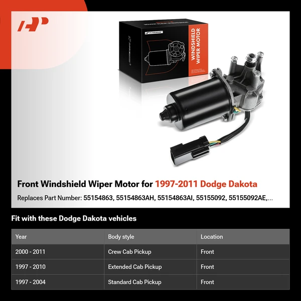 Front Windshield Wiper Motor for 1997-2011 Dodge Dakota