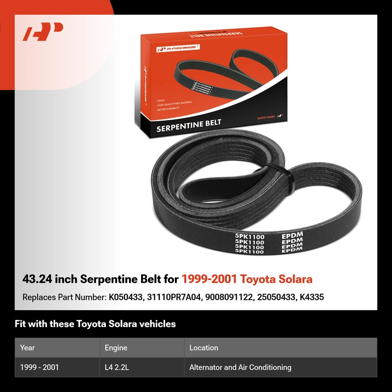 43.24 inch Serpentine Belt for 1999-2001 Toyota Solara