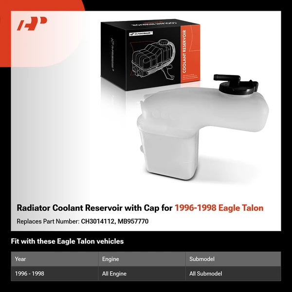 Radiator Coolant Reservoir with Cap for 1996-1998 Eagle Talon