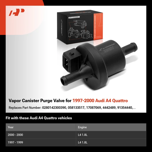 Vapor Canister Purge Valve for 1997-2000 Audi A4 Quattro