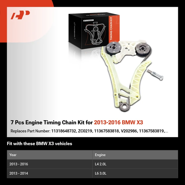 7 Pcs Engine Timing Chain Kit for 2013-2016 BMW X3