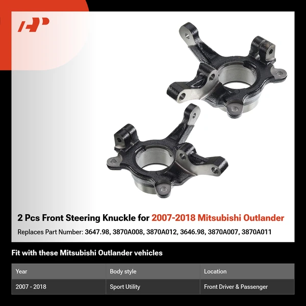 2 Pcs Front Steering Knuckle for 2007-2018 Mitsubishi Outlander