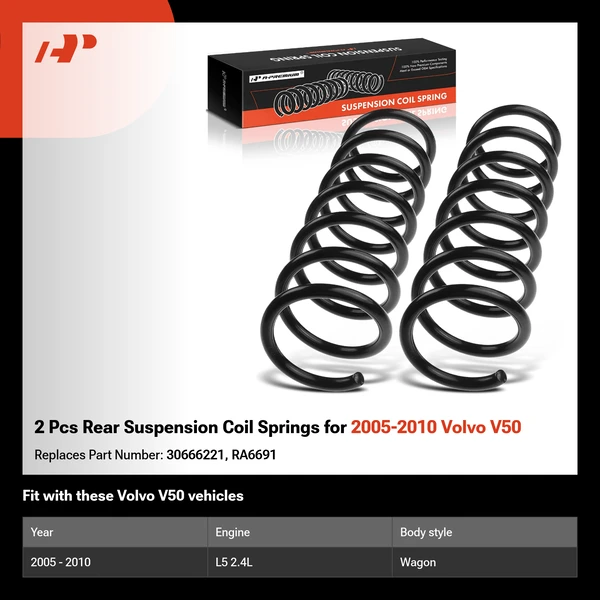 2 Pcs Rear Suspension Coil Springs for 2005-2010 Volvo V50