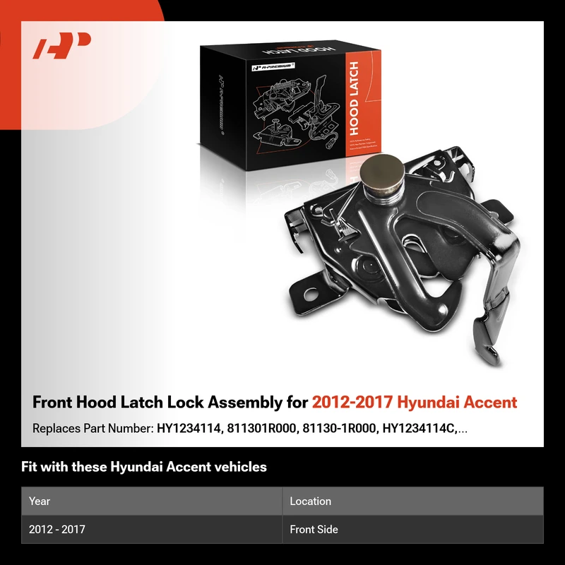 Front Hood Latch Lock Assembly for 2012-2017 Hyundai Accent